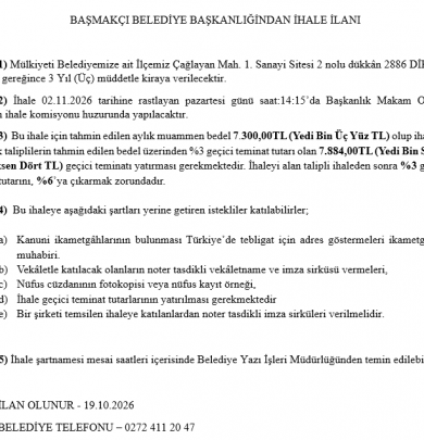 Sanayi Dükkanları İhale Hk.