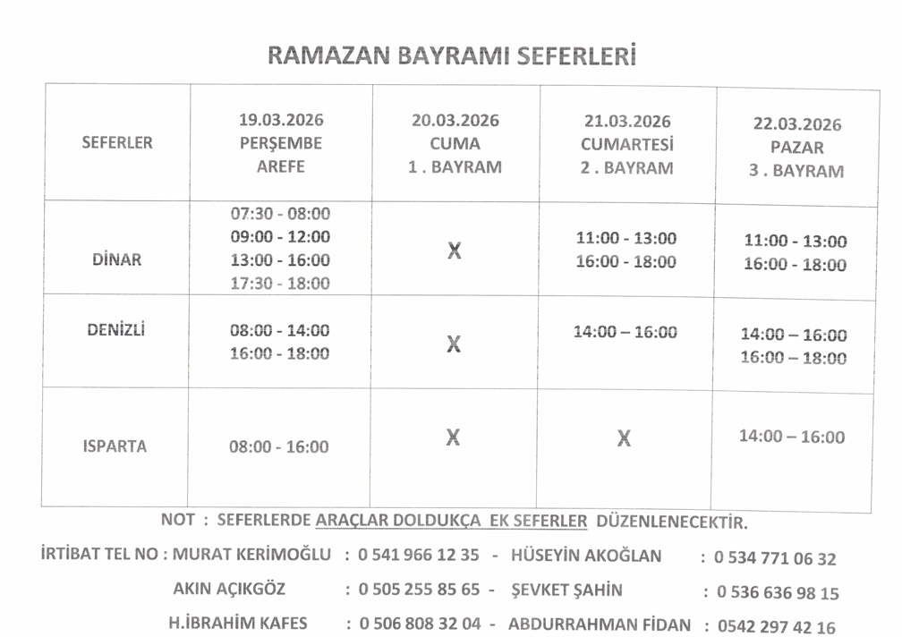 BAYRAM SEFERLERİ