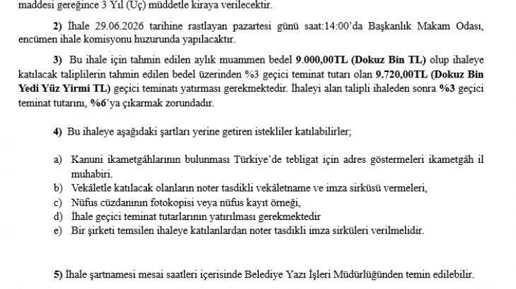 İHALE İLANI HK.