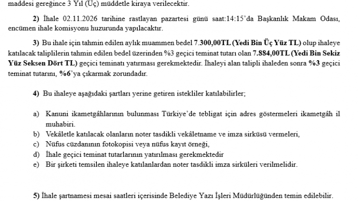 Sanayi Dükkanları İhale Hk.